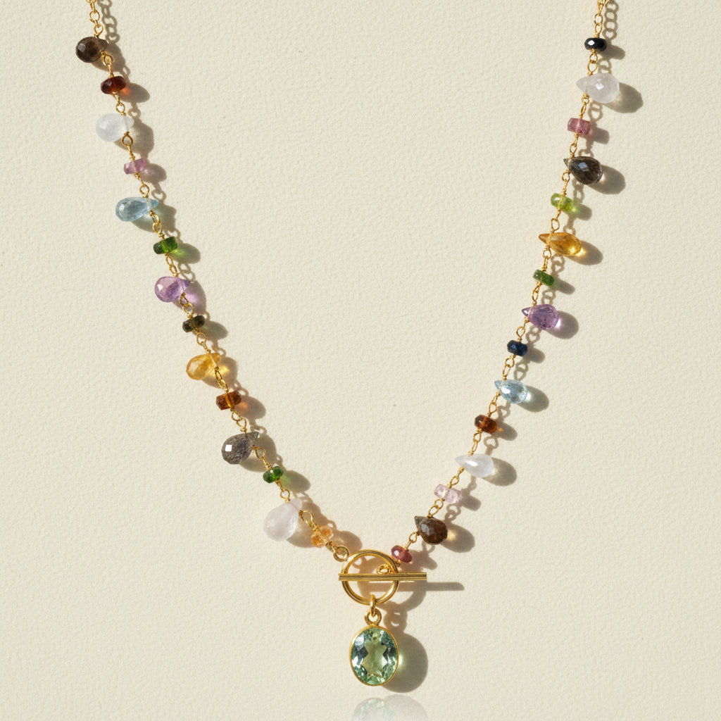 Green Amethyst Wildflower Toggle Necklace
