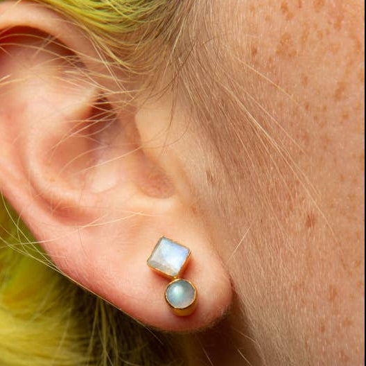 Double Stone Stud Earring