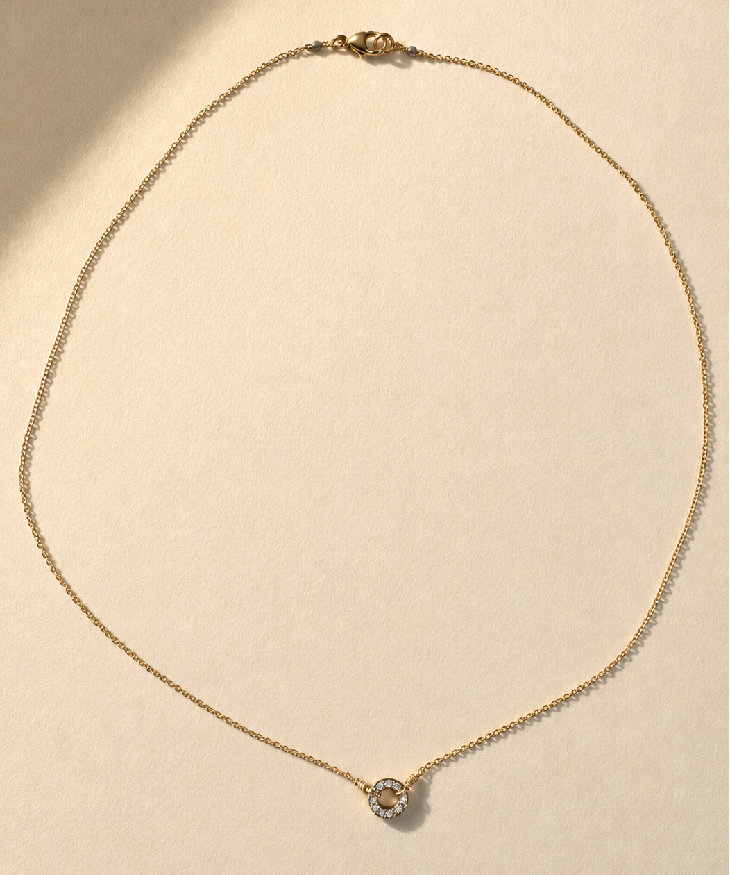 Pave Diamond Circle Necklace
