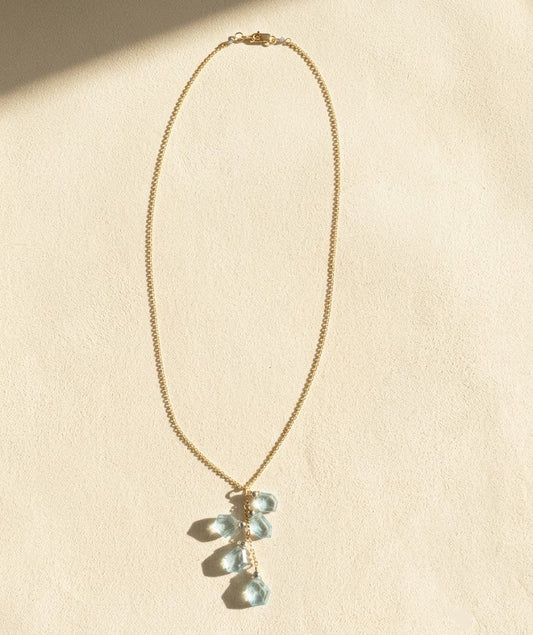 Aqua Slice Lariat Necklace