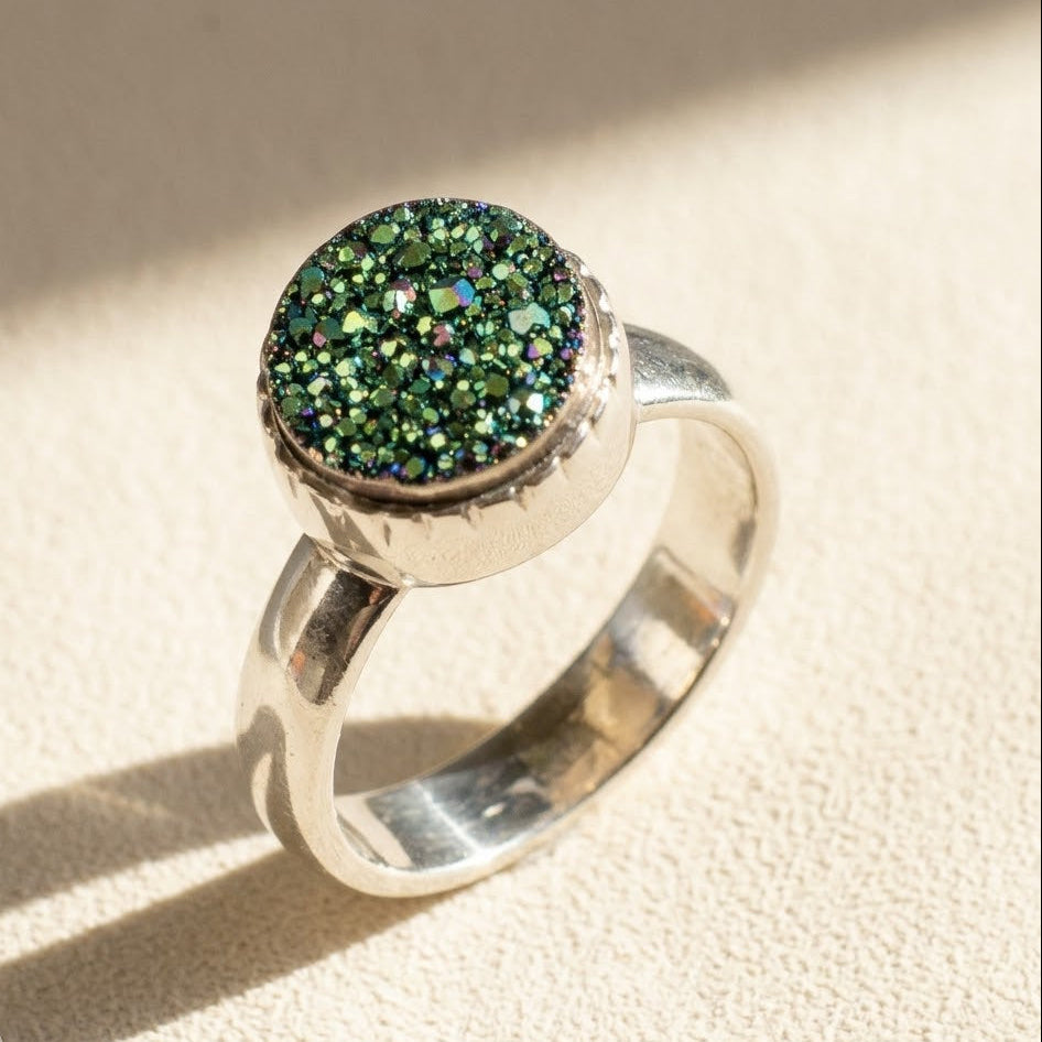 Small Round Druzy Ring