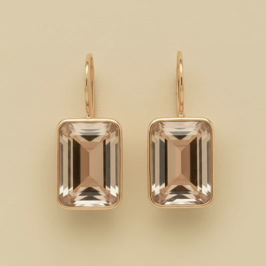 Champagne Gold Emerald Cut Valencia Earrings