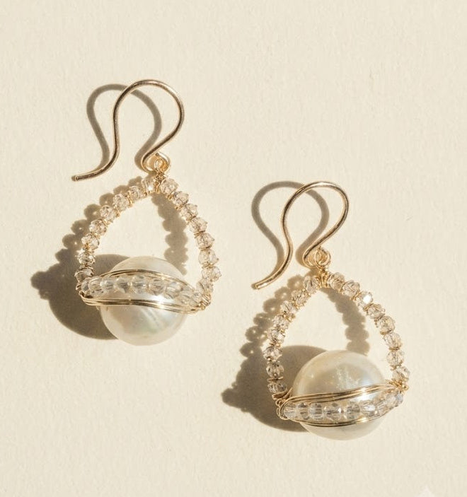 Orbital Pearl Sparkle Earrings