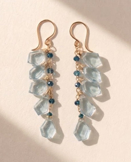 Aqua Slice Drop Earrings