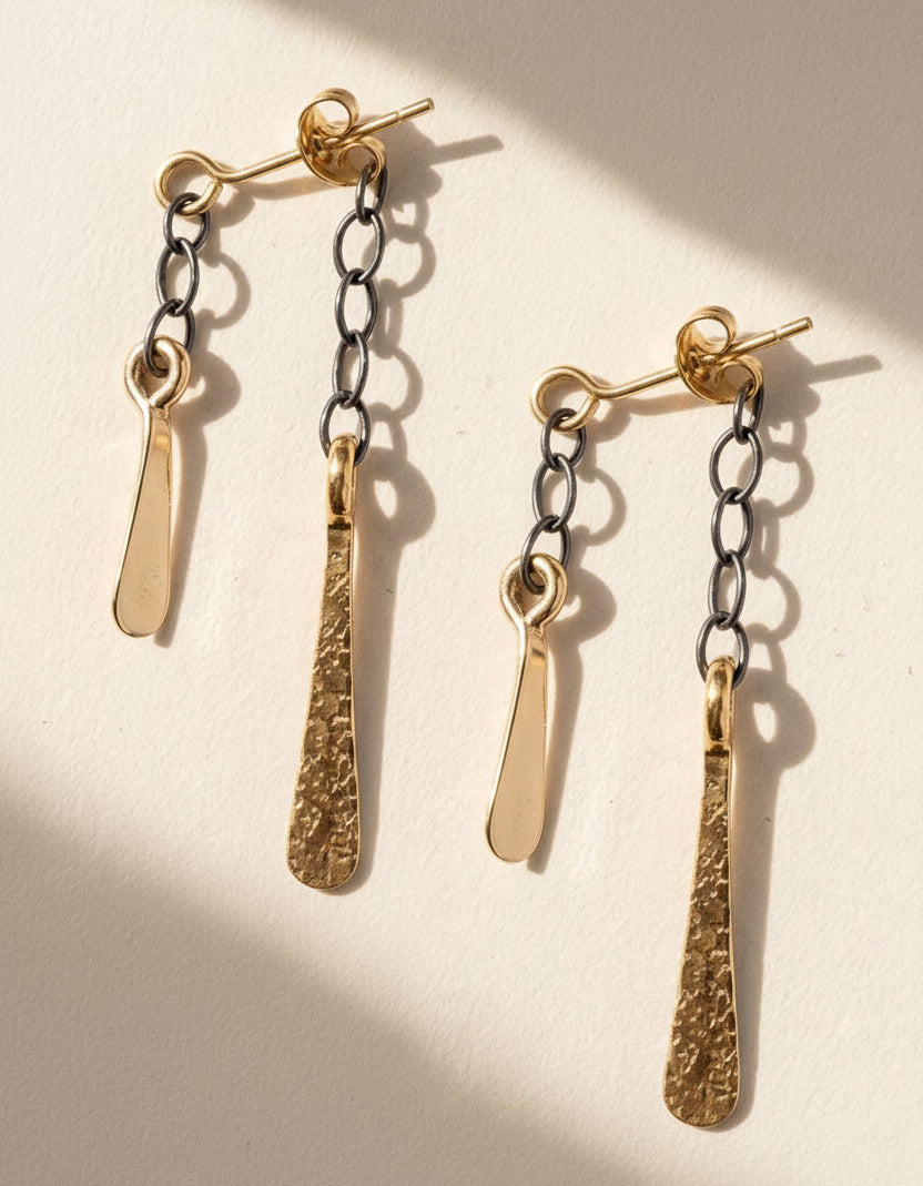 Two-Tone Chain Danglers Earrings