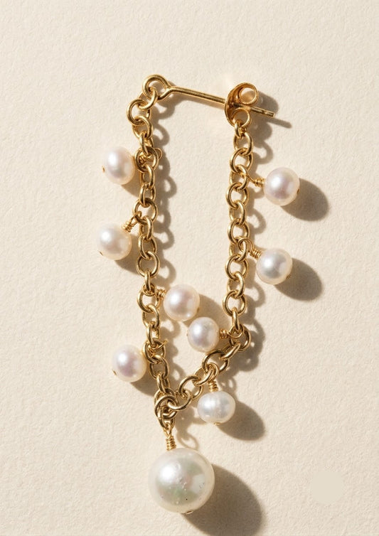 Pearl Cluster Chain Earrings