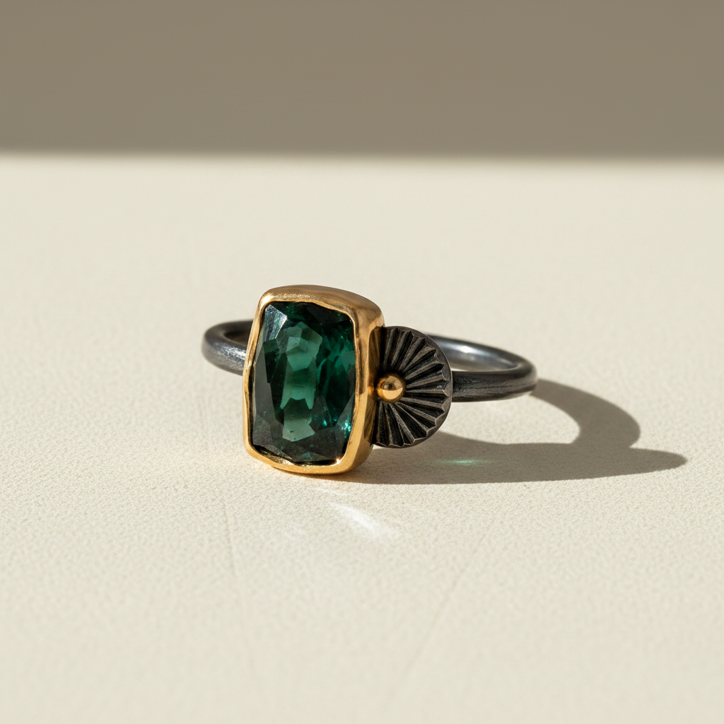 Deep Green Tourmaline Guppy Ring