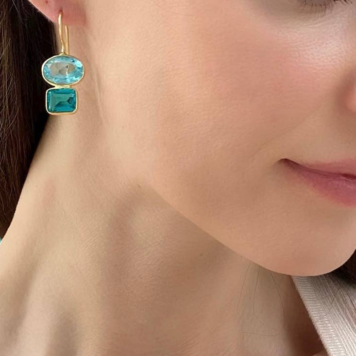 Sky Blue & Teal Double Valencia Earrings