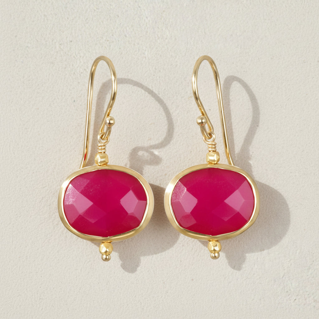 Faceted Bezeled Drop Earrings