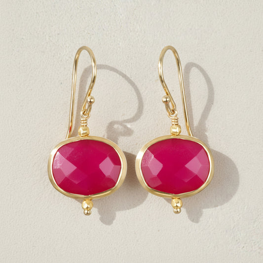 Faceted Bezeled Drop Earrings