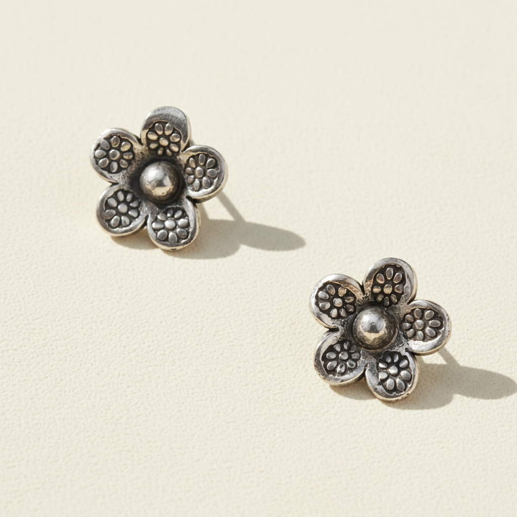 Sterling Silver Daisy Earrings