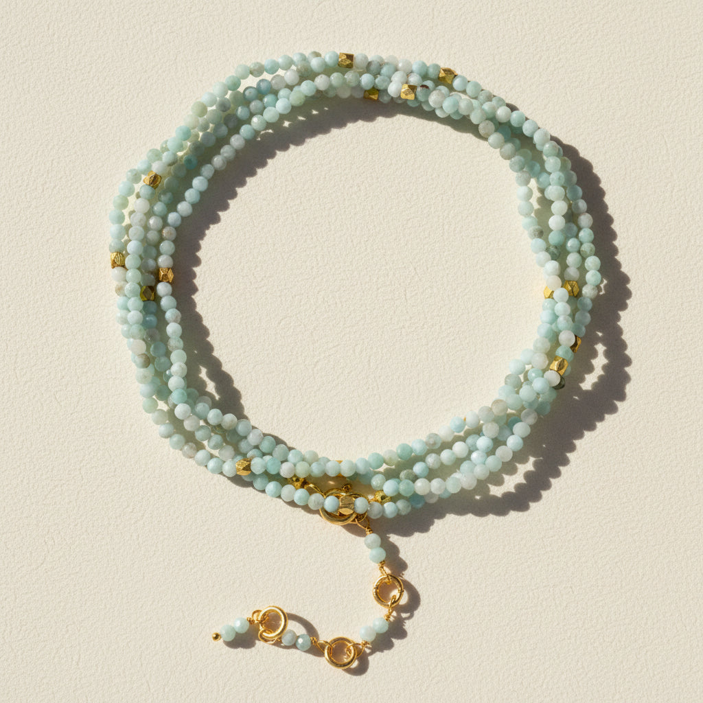 Larimar Gemstone Sparkle Wrap Bracelet/Necklace