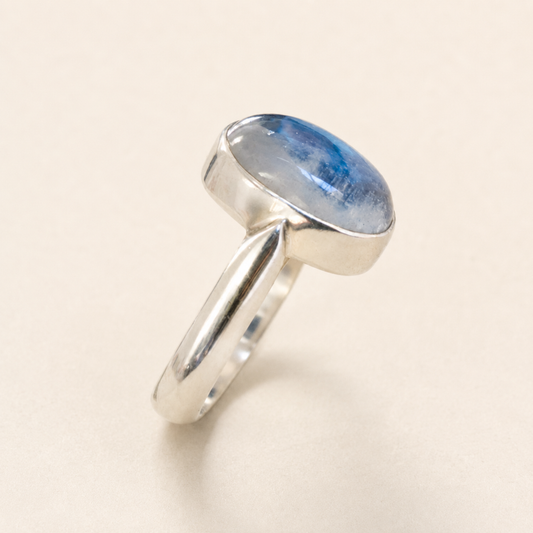 Oval Rainbow Moonstone Sterling Silver