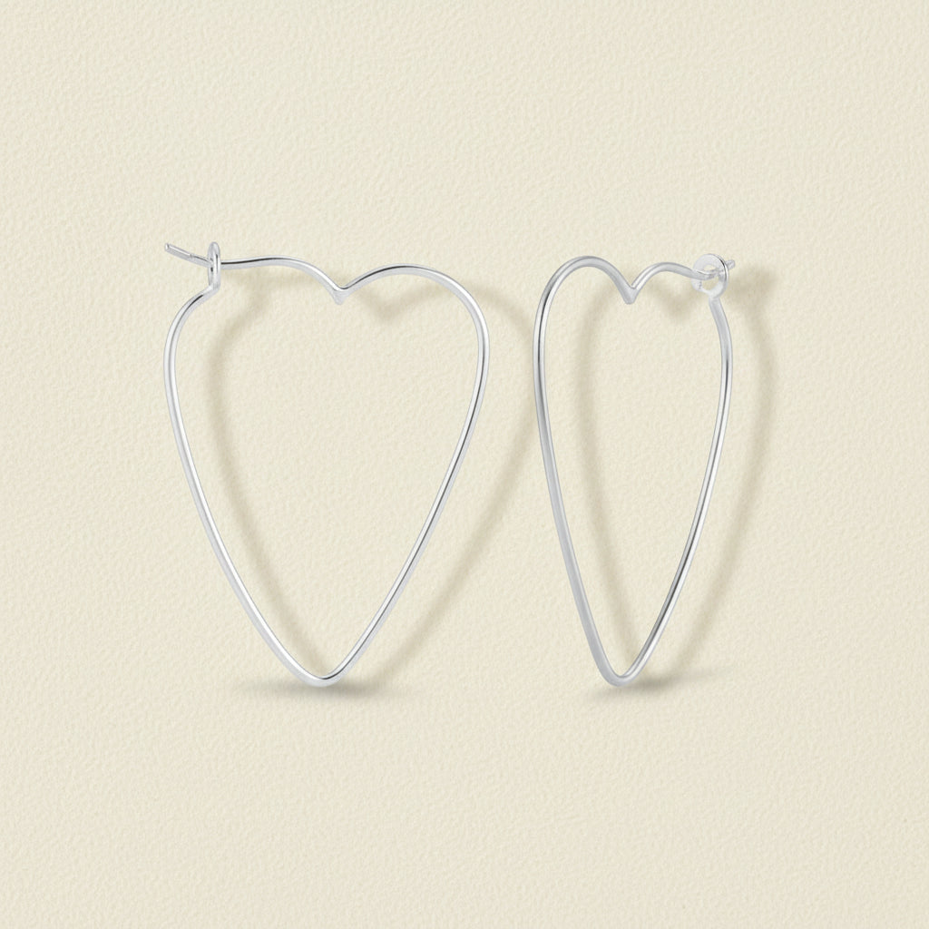 Heart Wire Hoop Earrings