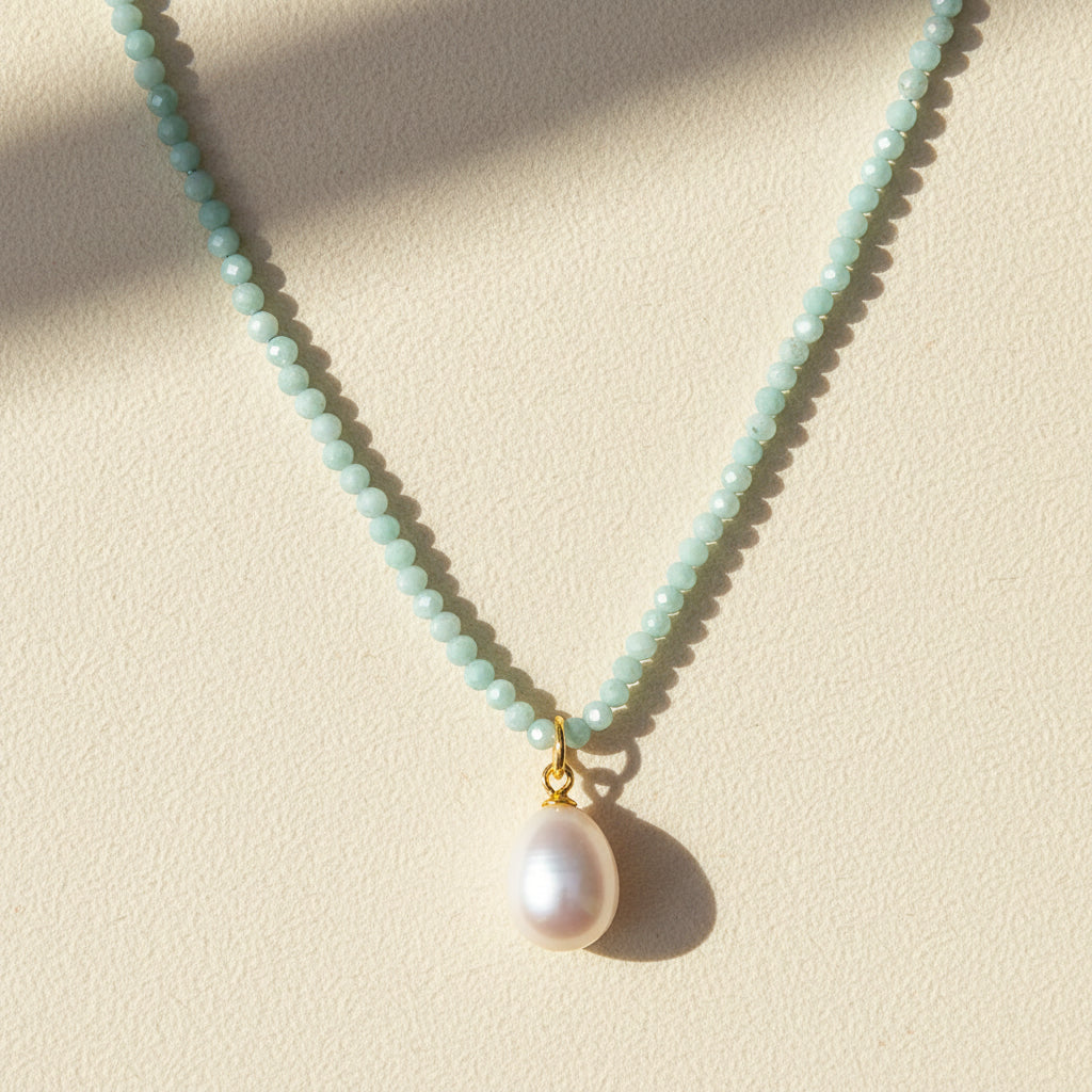 Larimar Pearl Choker Necklace