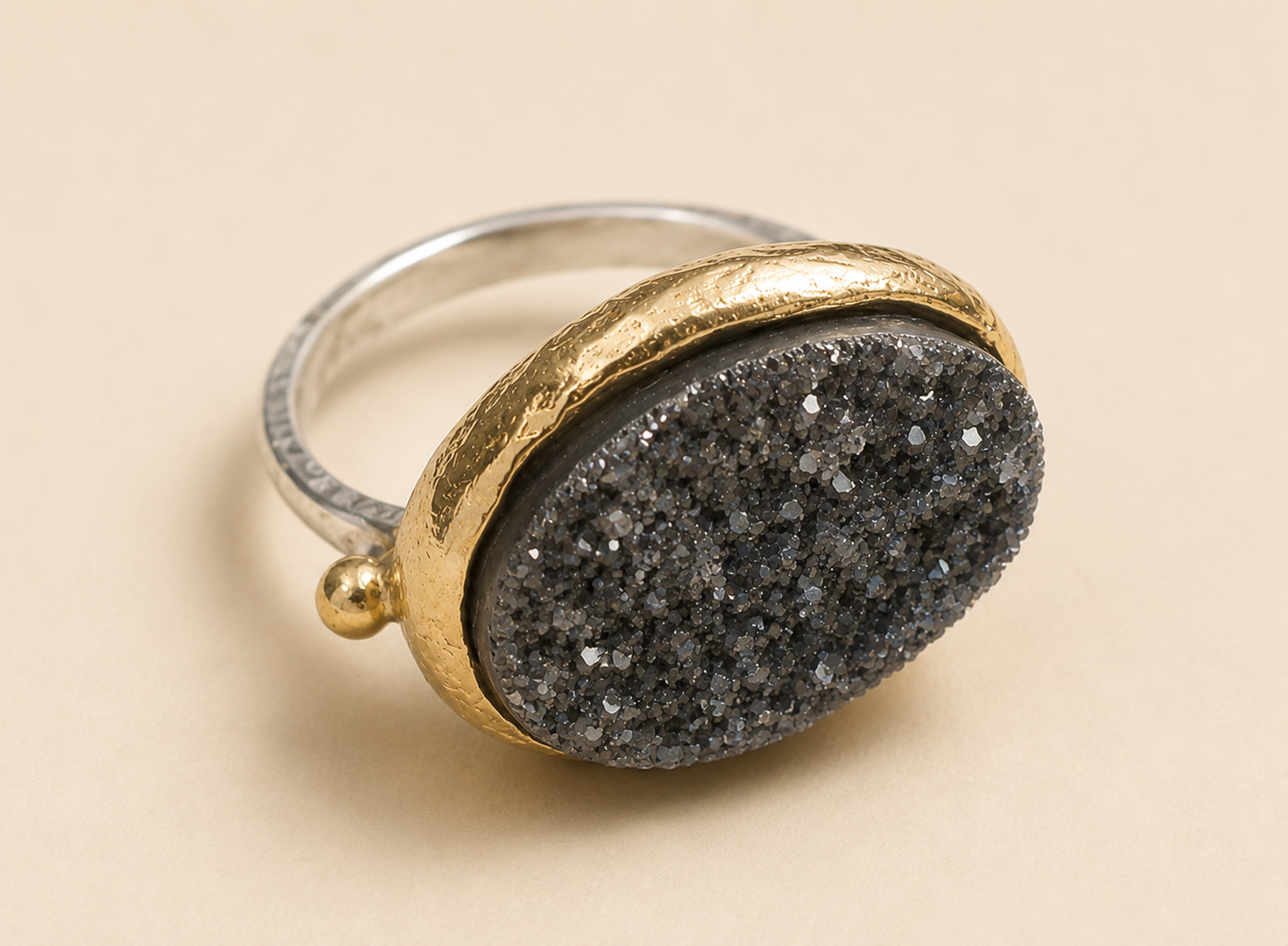 Two-Tone Oval Gemstone Ring