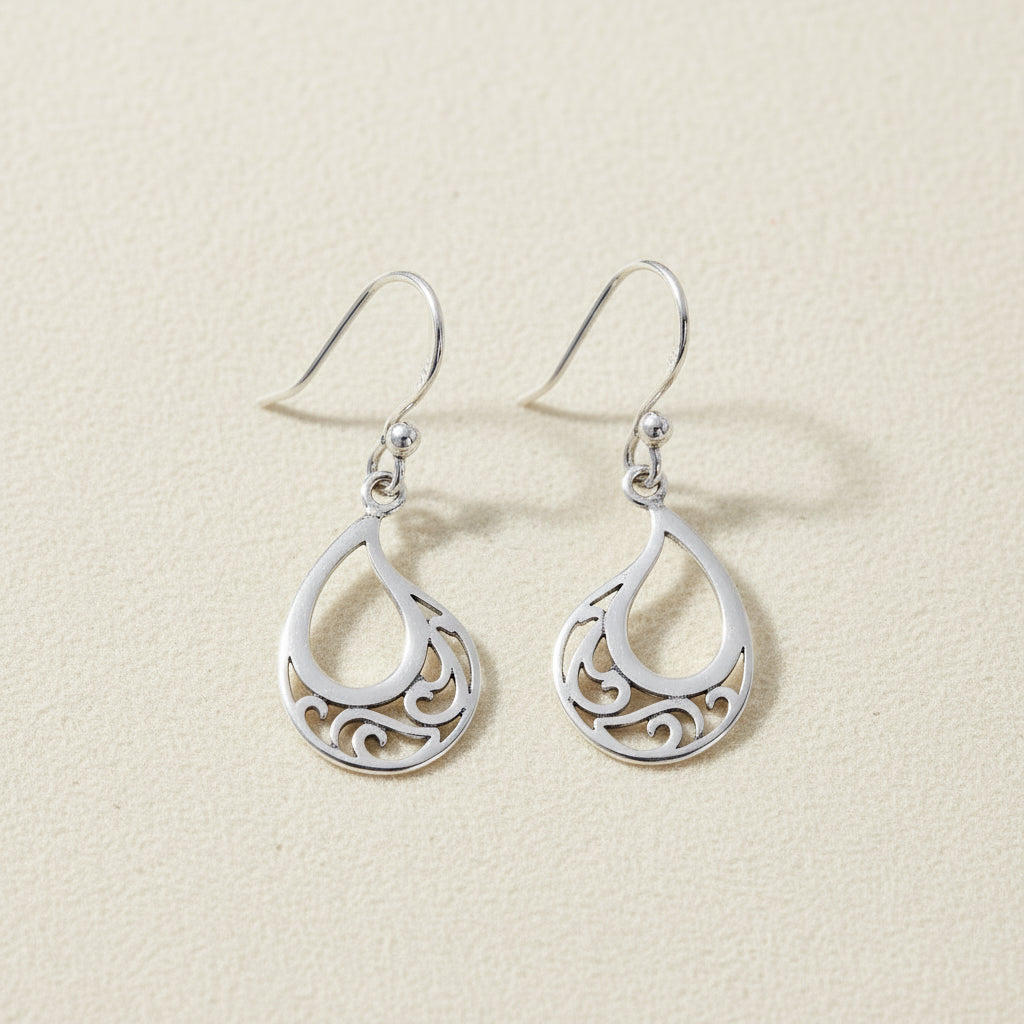 Teardrop Filigree Dangle Earrings