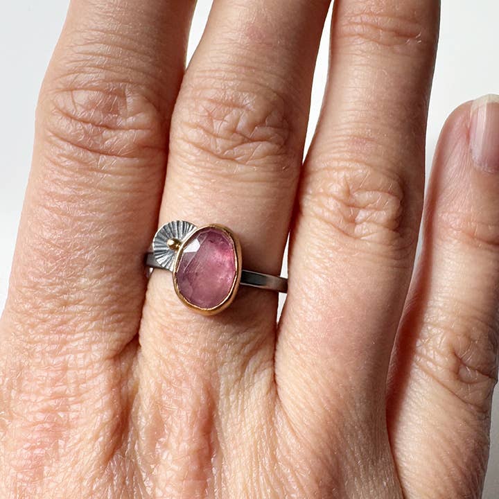 Minimal Handmade Pink Sapphire Guppy Ring