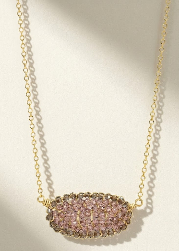Rose Pave Pendant Necklace