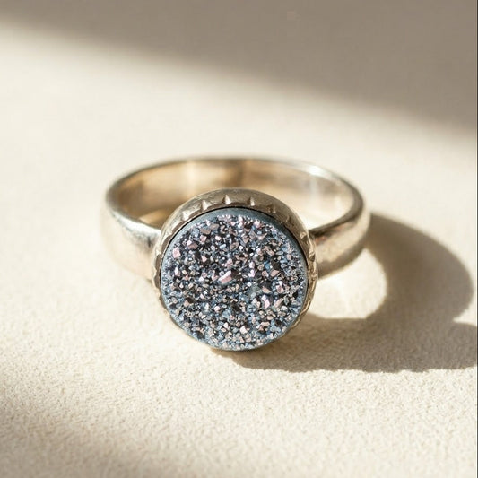 Small Round Druzy Ring