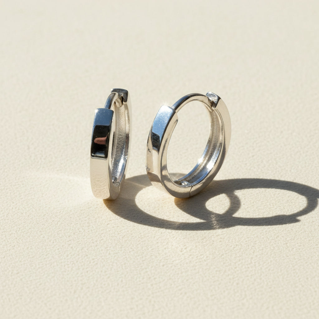 Narrow Huggie Hoop Earrings