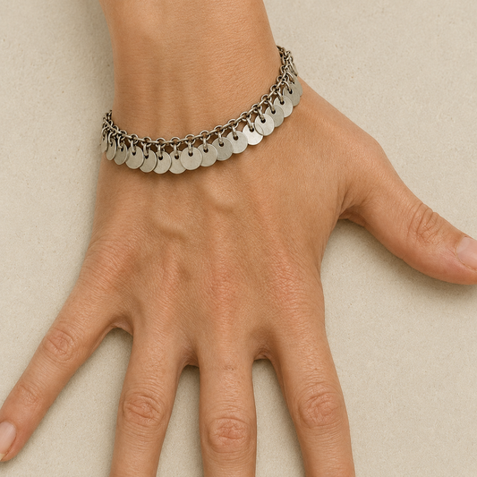 Handmade Chain Bracelet With Disc Dangles