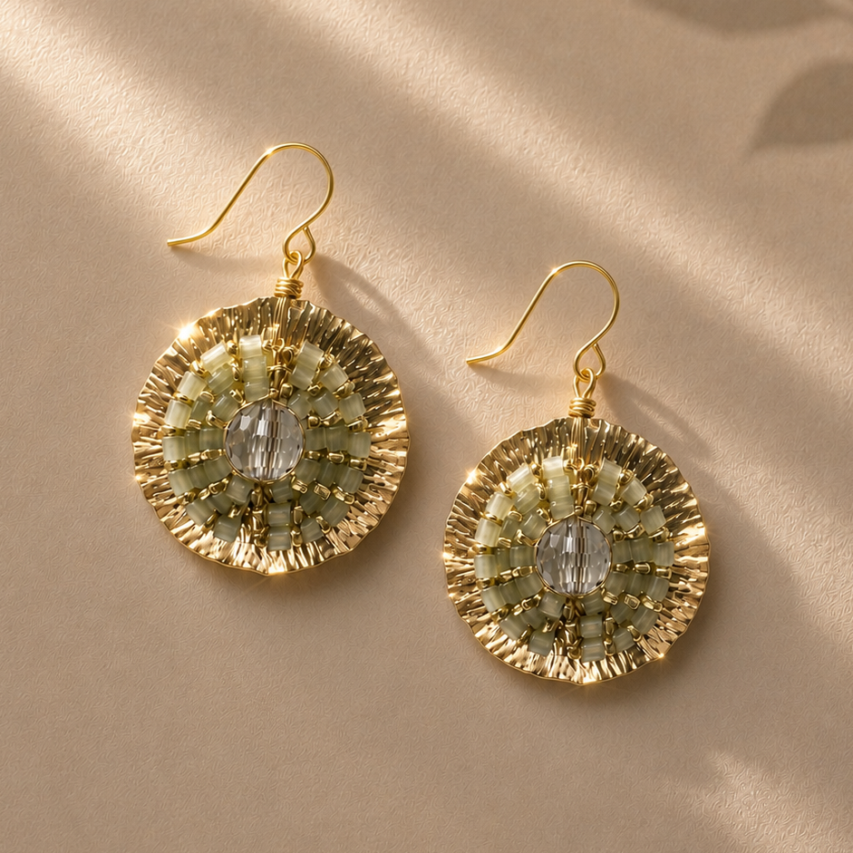 Sage Sparklers Medallion Earring