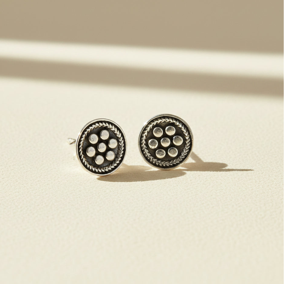 Beaded Circle Stud Earrings
