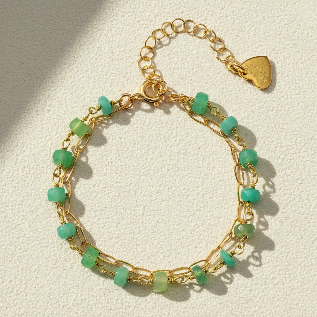 Chrysoprase Gemstone Paperclip Bracelet