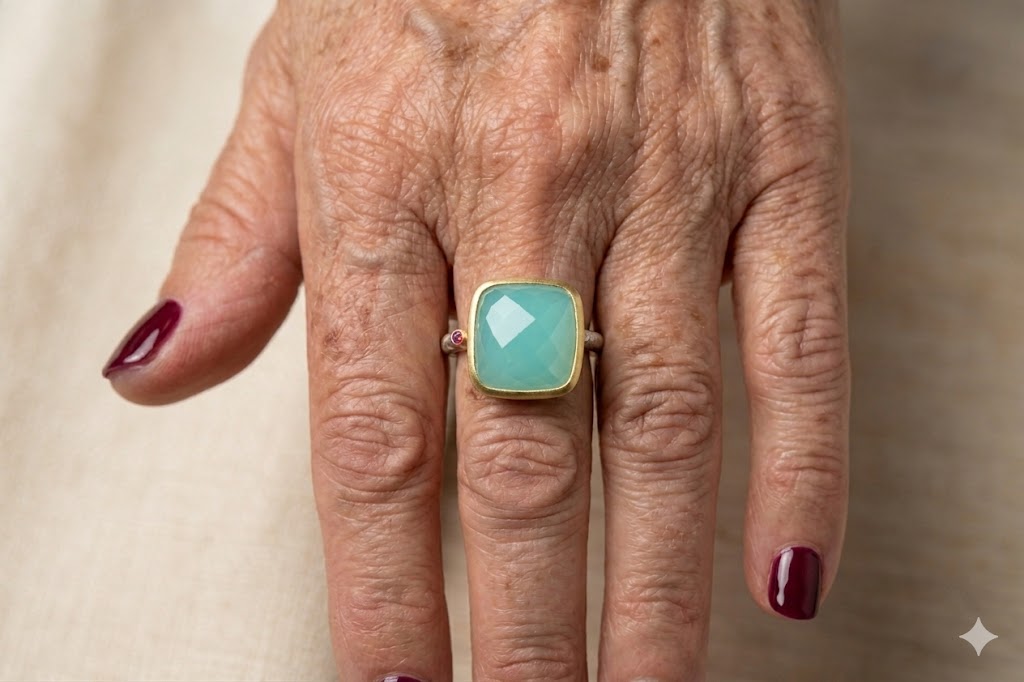 Large Faceted Semi-precious Stone Ring