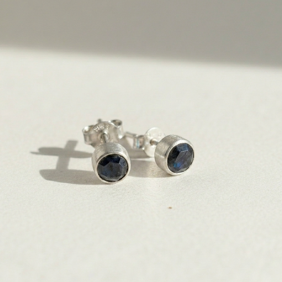 Faceted Labradorite Stud Earrings