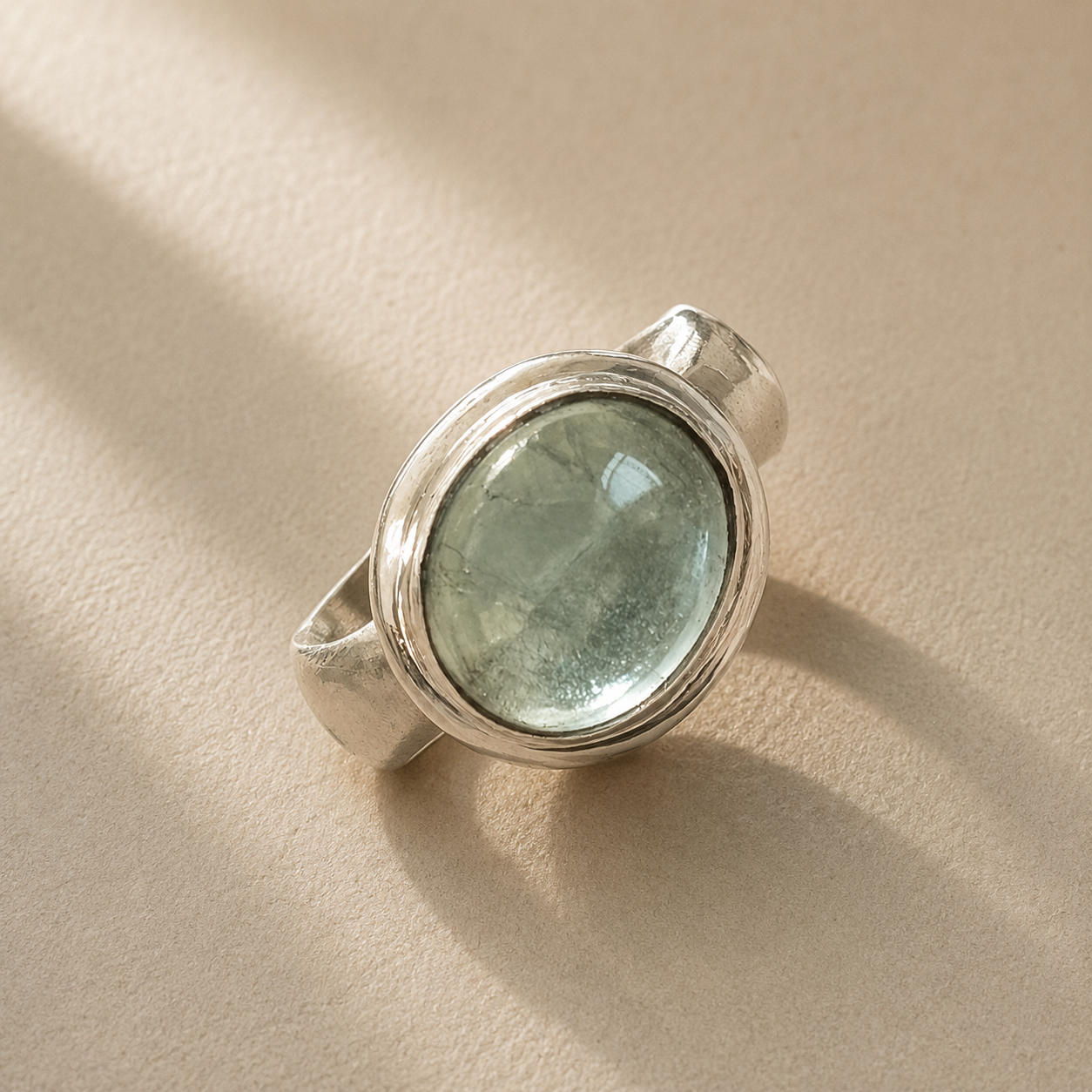 Cabochon Apatite Sterling Silver Ring