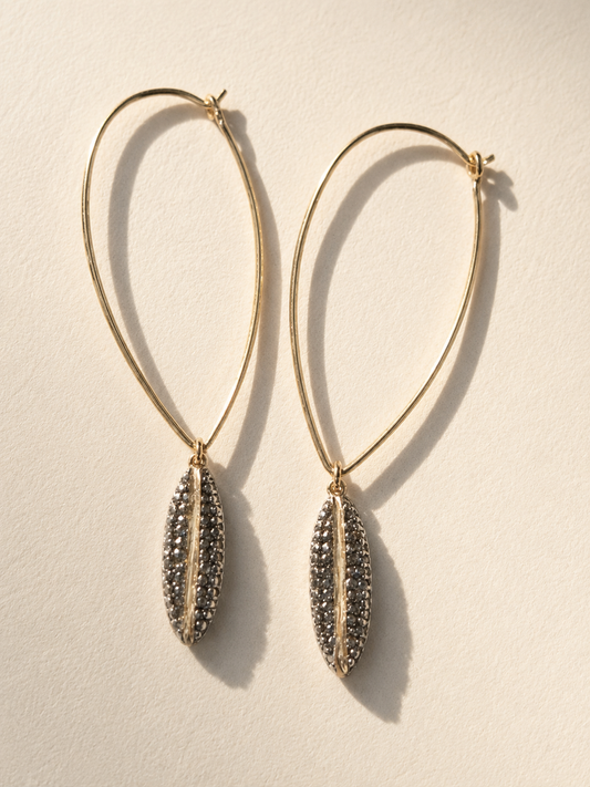 Pave Diamond Ellipse Hoop Earrings