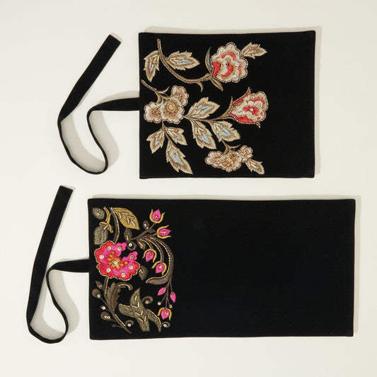 Handmade Beaded Floral Embroidered Jewelry Rolls