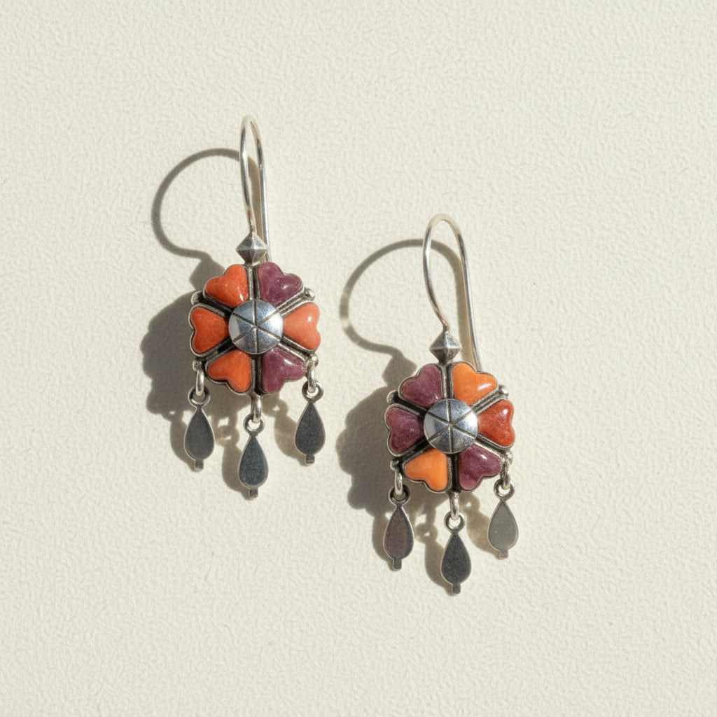 Spiny Oyster Sunflower Earrings