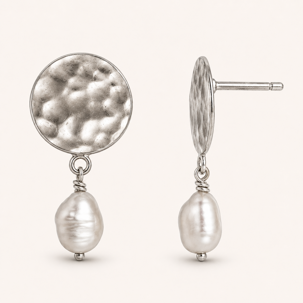 Textured Pearl Drop Earrings