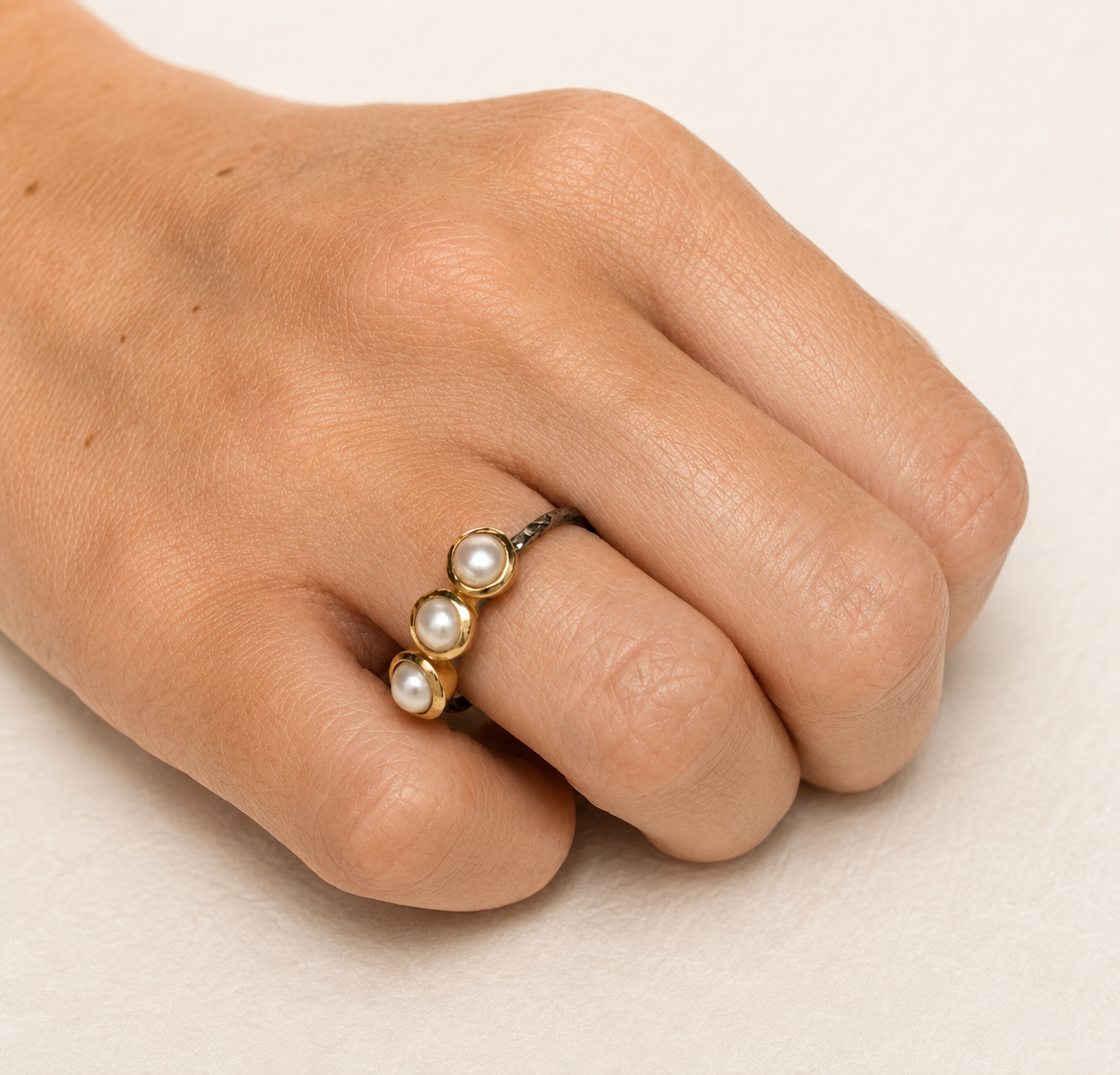 Three Wishes Pearl Ring
