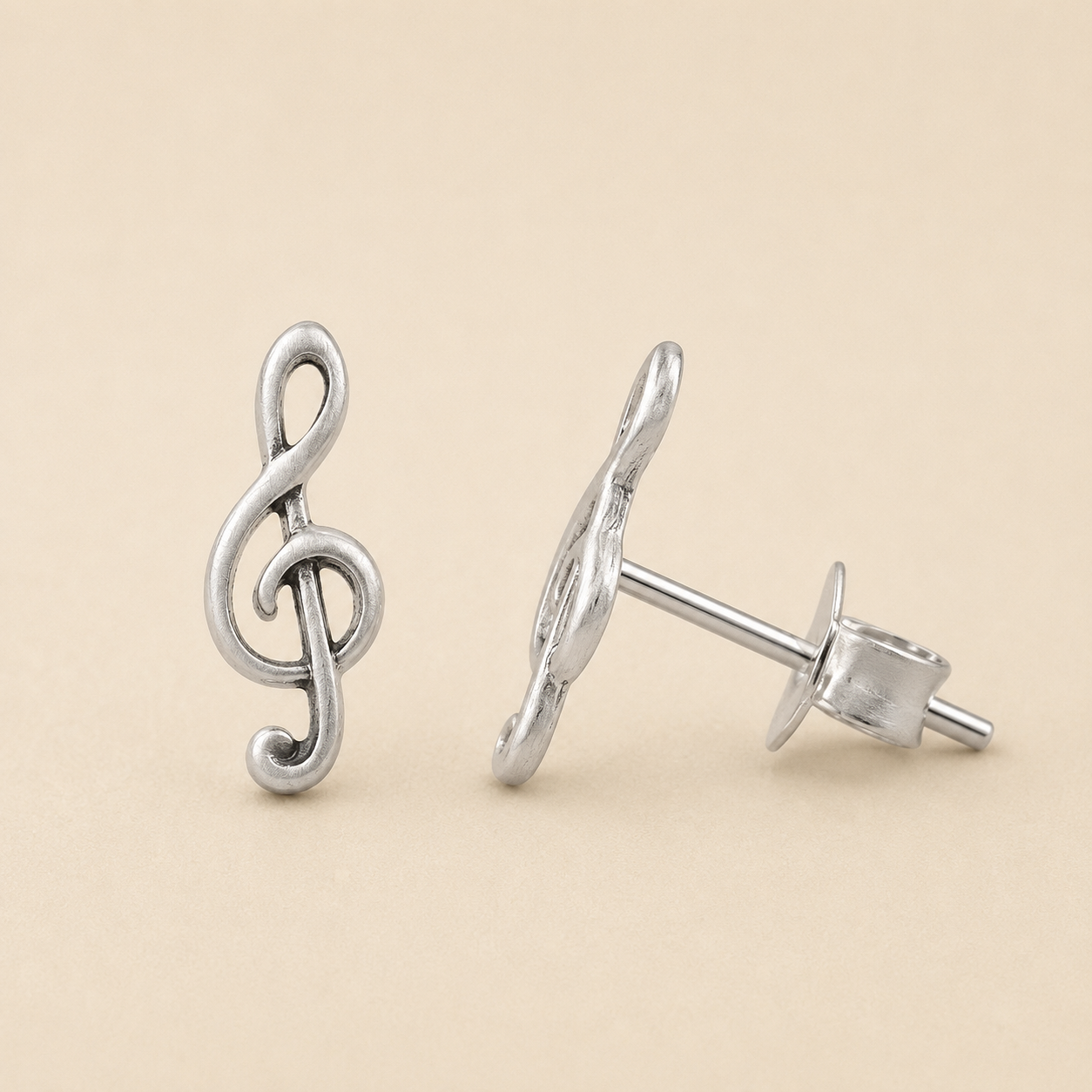 Treble Clef Knot Stud Earrings