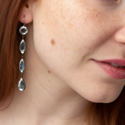 Long Beveled Mirror Drop Earrings
