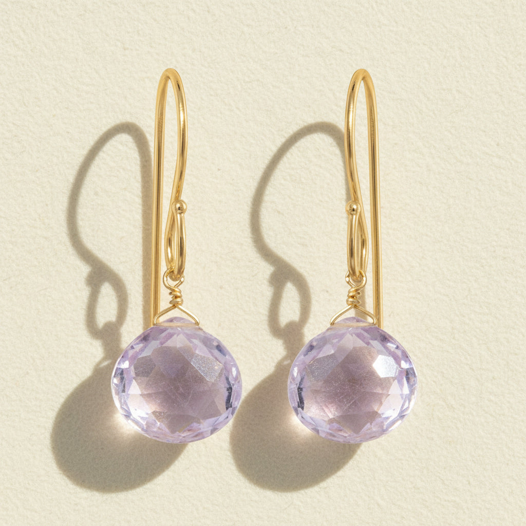 Pink Amethyst Briolette Drop Earrings