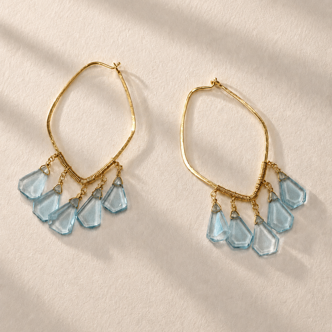 Aquamarine Slice Earrings