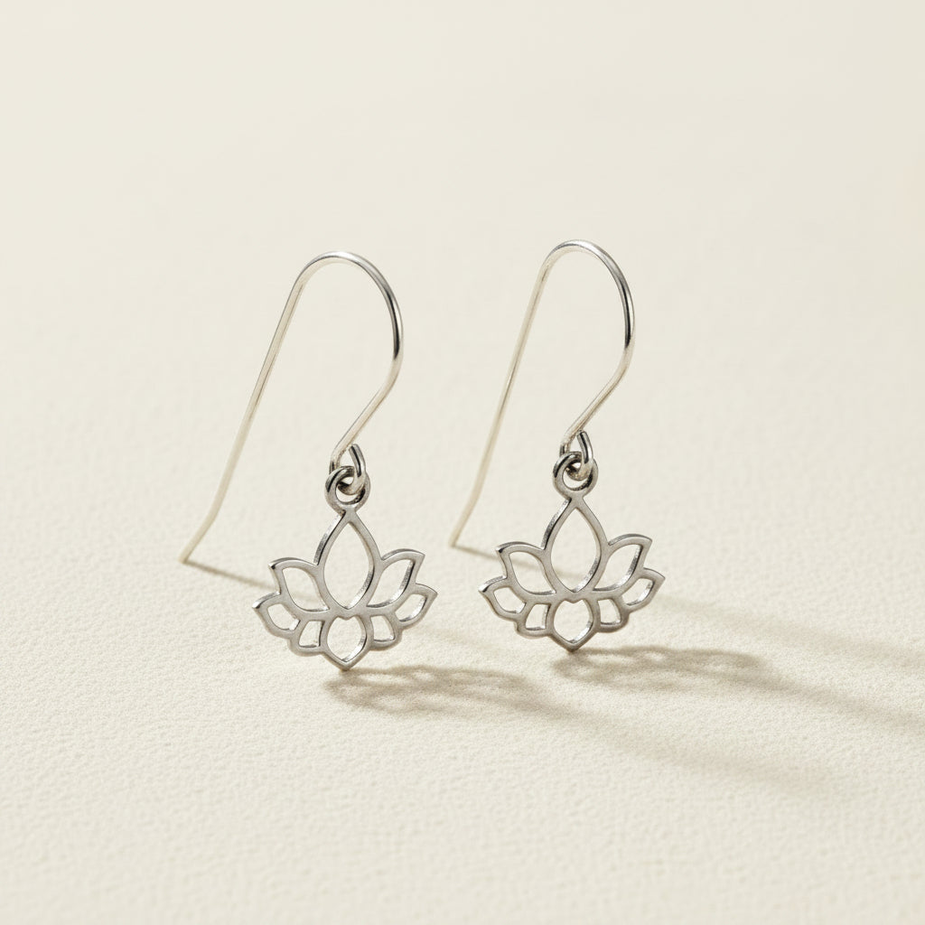 Lotus Flower Dangle Earrings