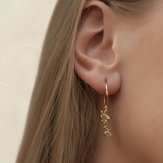 Scripted Love Dangle Earrings