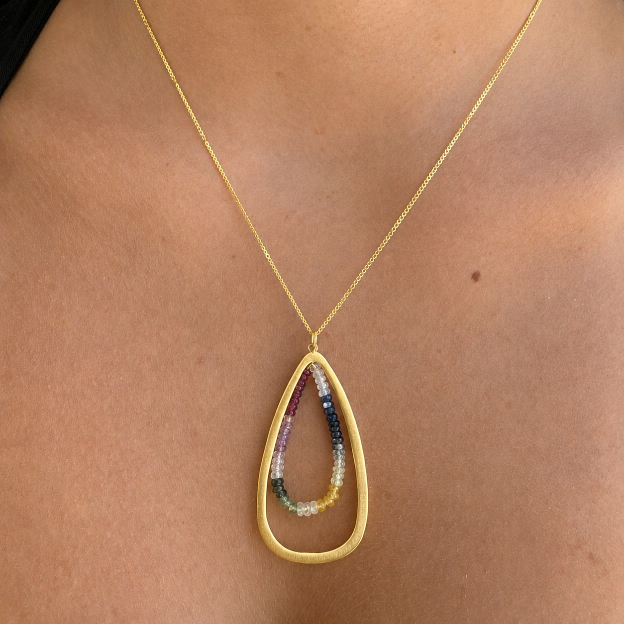 Multicolor Sapphire Teardrop Necklace