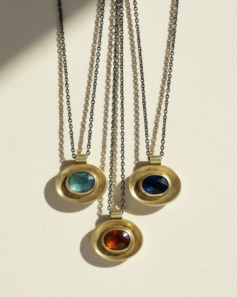 Oval Well Necklace in Mixed Metals
