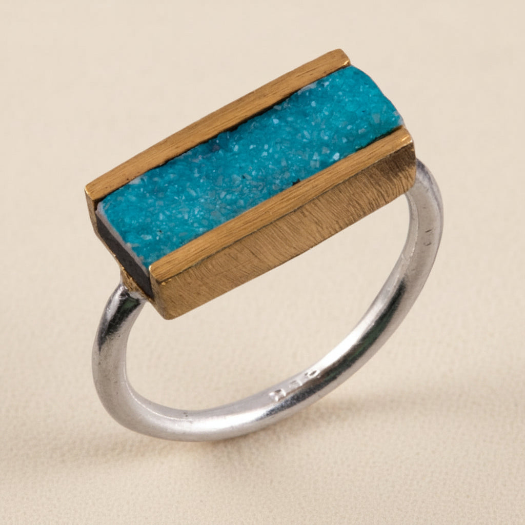 Two-Tone Bar Druzy Ring