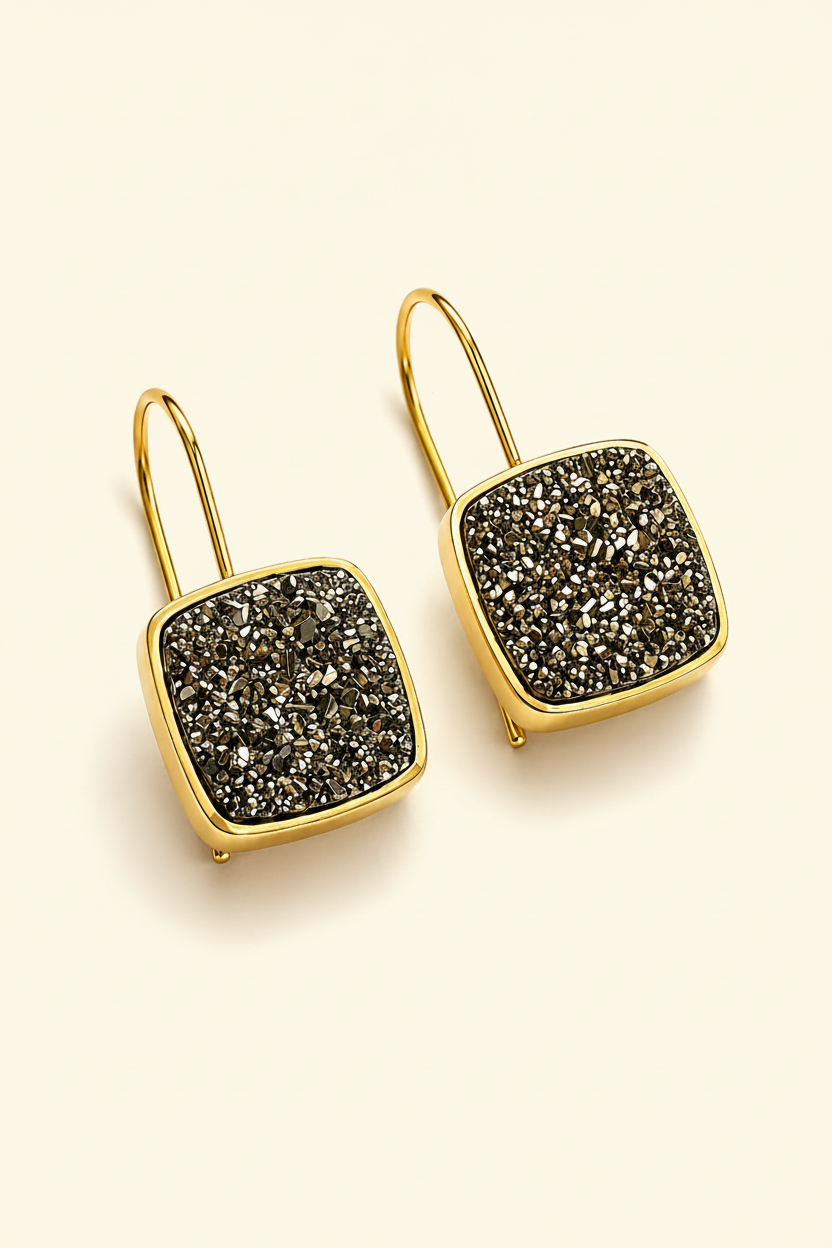 Square Druzy Drop Earrings