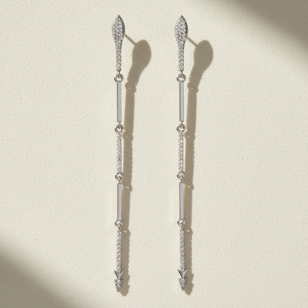 Sterling Silver CZ Dangle Earrings