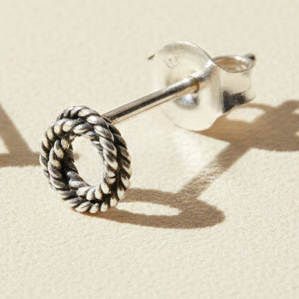 Open Braid Twisted Rope Knot Loop Stud Earrings