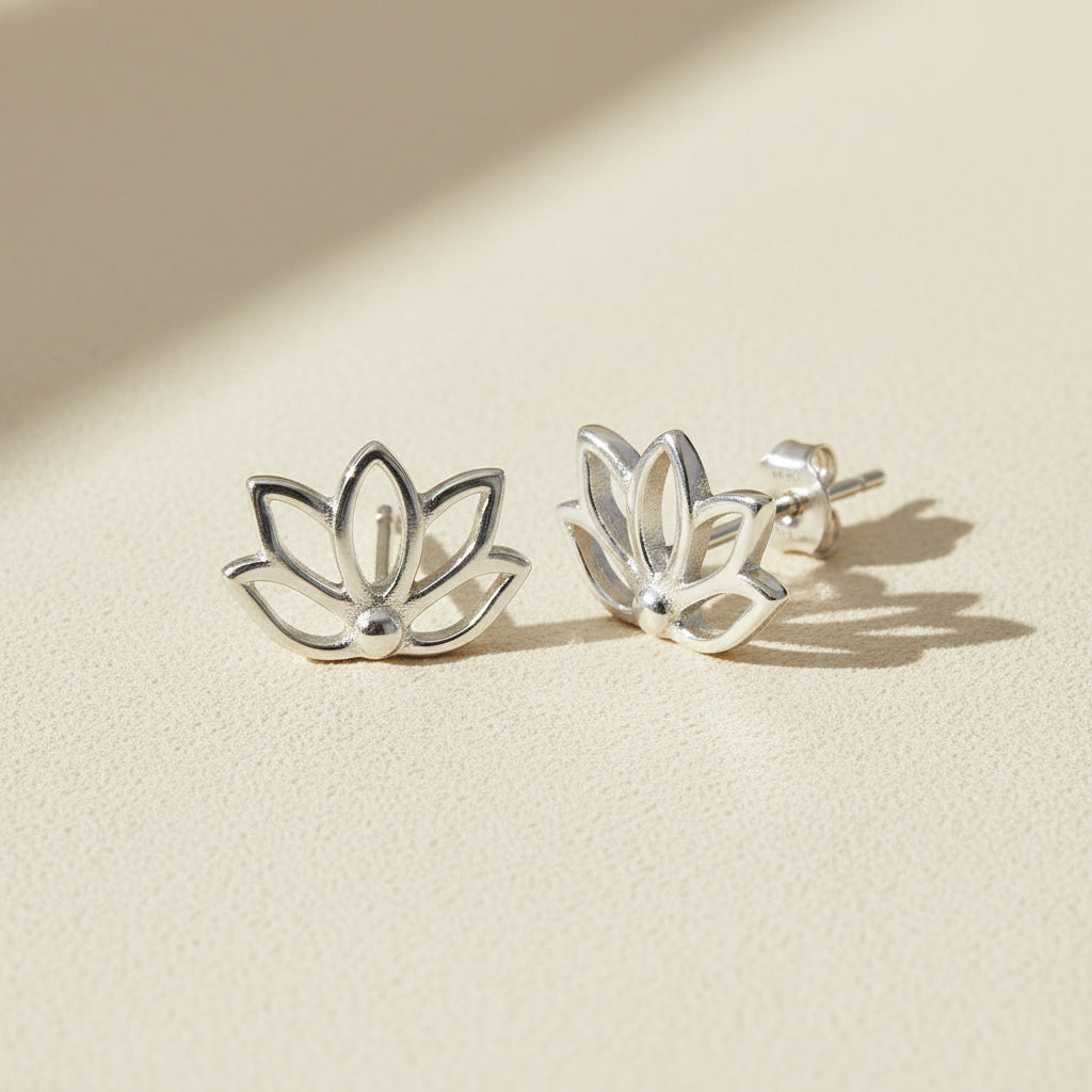 Lotus Flower Stud Earrings